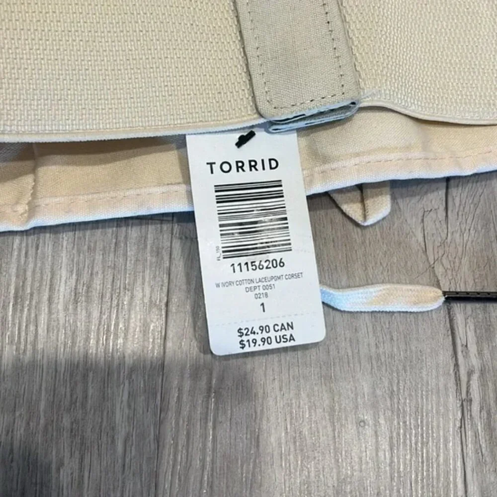 NWT Torrid Off White Stretchy Lace Up Waist Belt Size 1